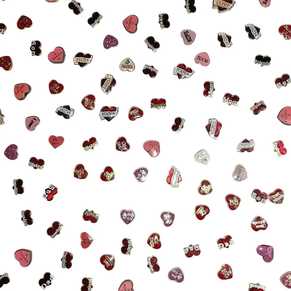 Lot 120+ Locket Charms Heart-Shaped Love Family Mom Dad Son Daughter Nana